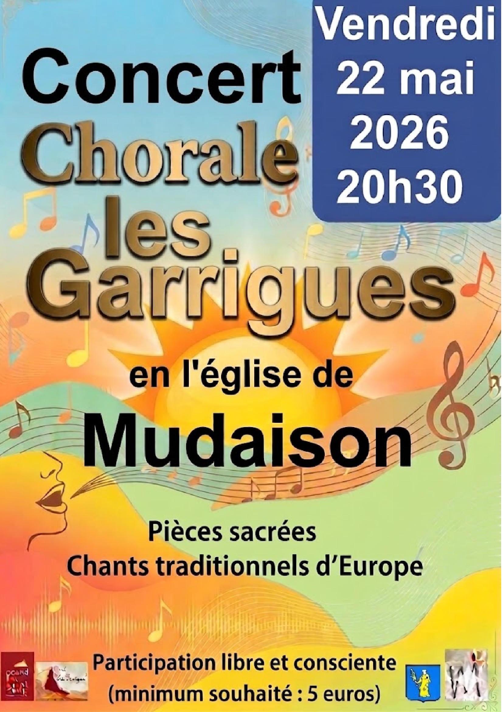 Affiche : Concert en l'église de Mudaison le Vendredi 22 Mai 2026 à 20H30